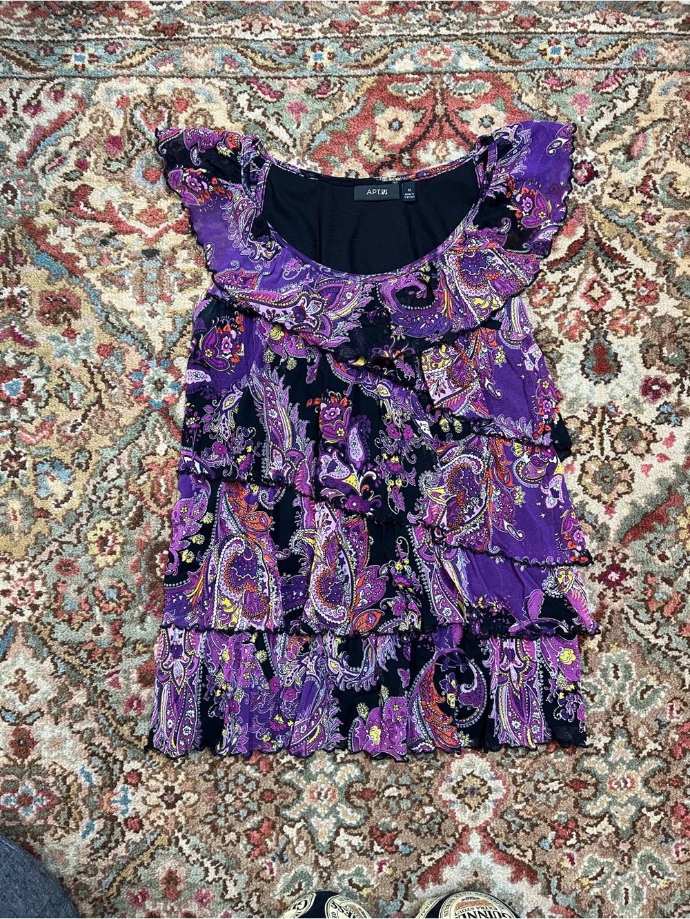APT. 9 Purple Paisley Ruffle Tiered Blouse